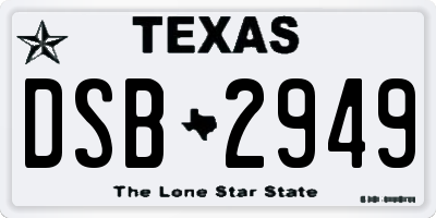 TX license plate DSB2949