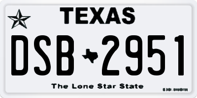 TX license plate DSB2951
