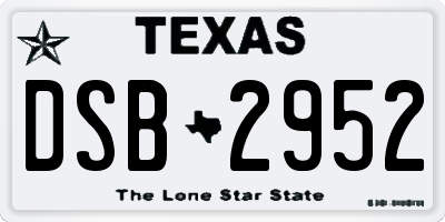 TX license plate DSB2952
