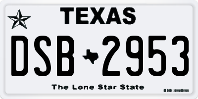 TX license plate DSB2953