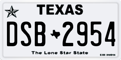 TX license plate DSB2954