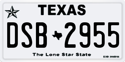 TX license plate DSB2955