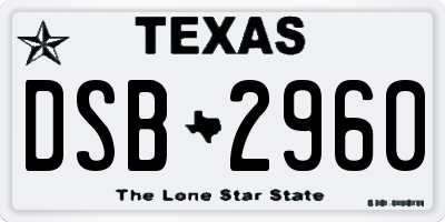 TX license plate DSB2960