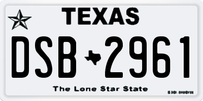 TX license plate DSB2961