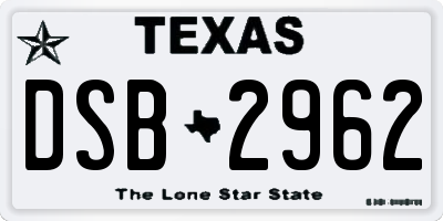 TX license plate DSB2962