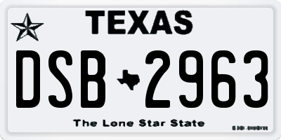 TX license plate DSB2963