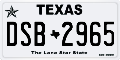 TX license plate DSB2965