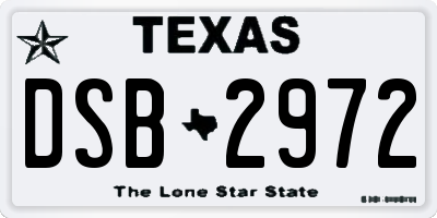 TX license plate DSB2972