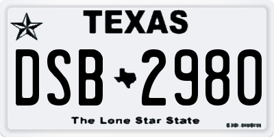 TX license plate DSB2980