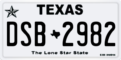 TX license plate DSB2982