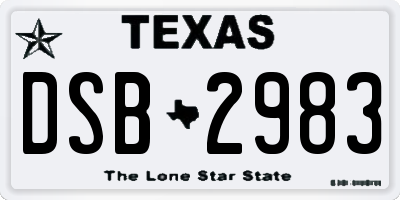 TX license plate DSB2983