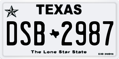 TX license plate DSB2987