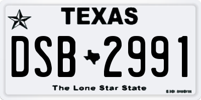 TX license plate DSB2991