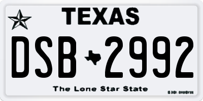 TX license plate DSB2992