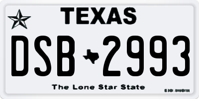 TX license plate DSB2993