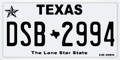 TX license plate DSB2994