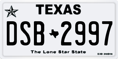 TX license plate DSB2997
