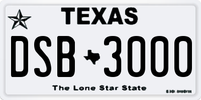 TX license plate DSB3000