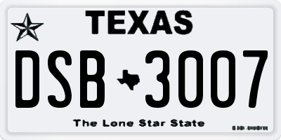 TX license plate DSB3007