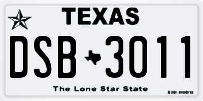 TX license plate DSB3011