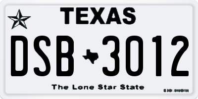 TX license plate DSB3012