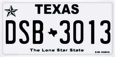 TX license plate DSB3013