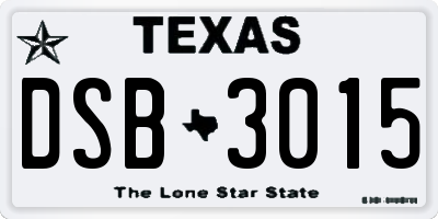 TX license plate DSB3015