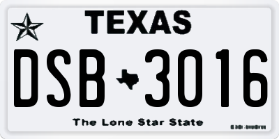 TX license plate DSB3016