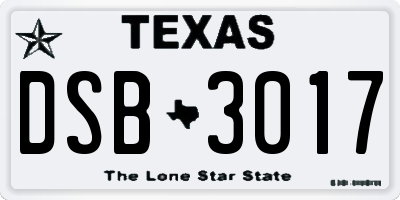 TX license plate DSB3017
