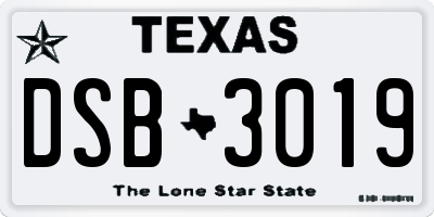 TX license plate DSB3019