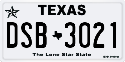 TX license plate DSB3021