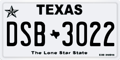 TX license plate DSB3022