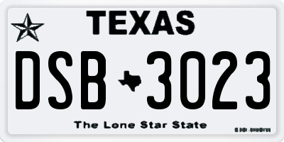 TX license plate DSB3023