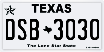 TX license plate DSB3030