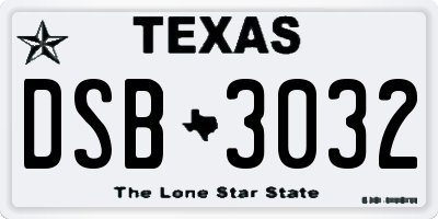 TX license plate DSB3032