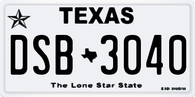 TX license plate DSB3040