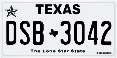 TX license plate DSB3042