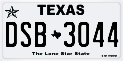 TX license plate DSB3044