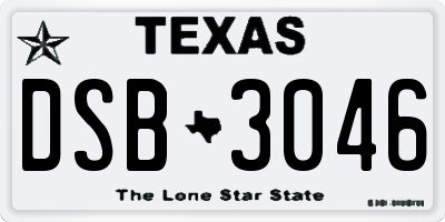 TX license plate DSB3046