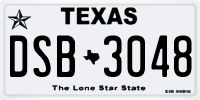 TX license plate DSB3048