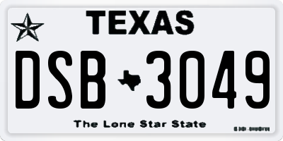 TX license plate DSB3049