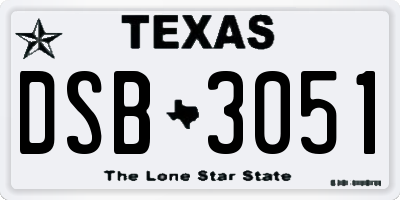 TX license plate DSB3051
