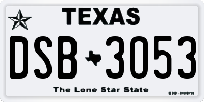 TX license plate DSB3053