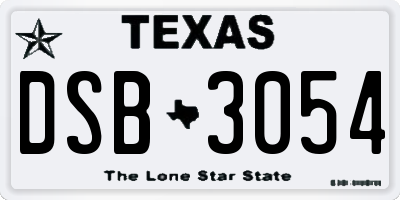 TX license plate DSB3054