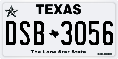 TX license plate DSB3056