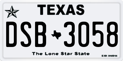 TX license plate DSB3058