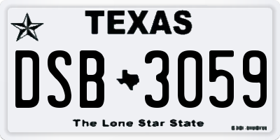 TX license plate DSB3059