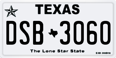 TX license plate DSB3060