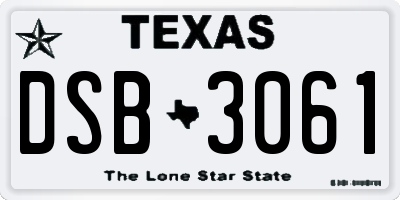 TX license plate DSB3061