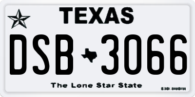TX license plate DSB3066